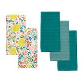 Wholesale - 5pk LEMON BLOSSOMS PRINTED KITCHEN TOWEL SET C/P 36, UPC: 073558814146
